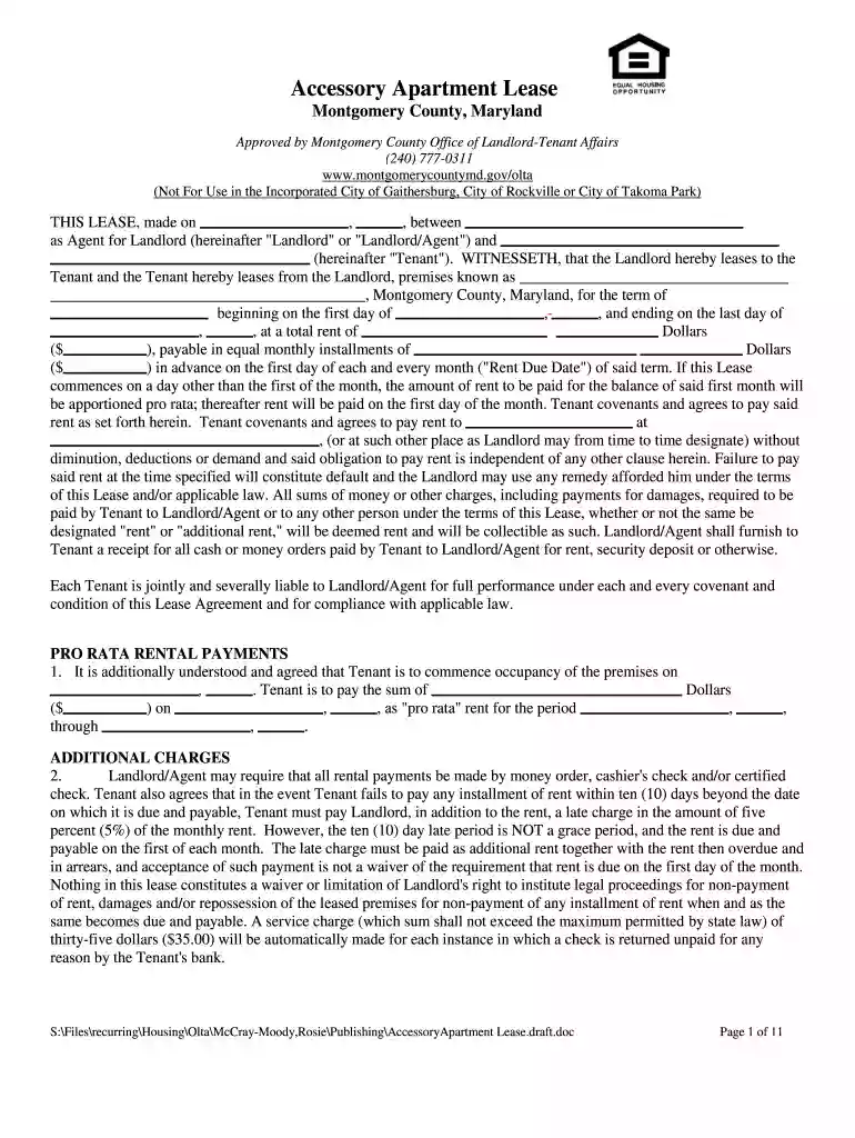 maryland lease agreement Preview on Page 1