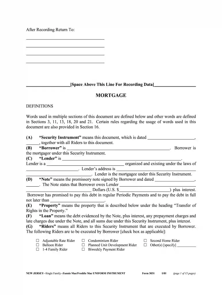 new jersey mortgage form Preview on Page 1