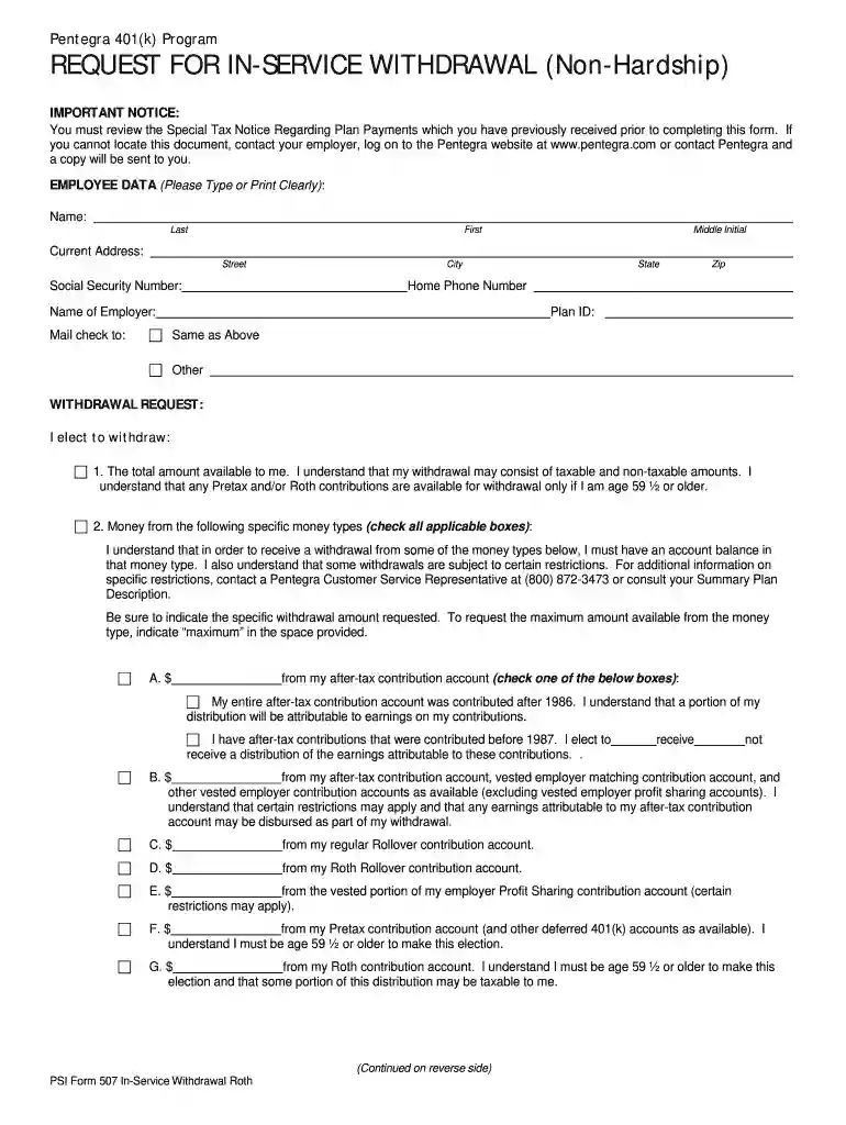 pentegra 401k withdrawal form Preview on Page 1