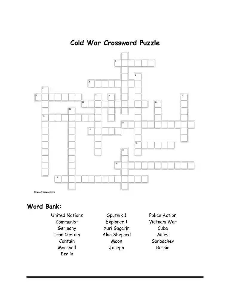 the cold war crossword puzzle Preview on Page 1