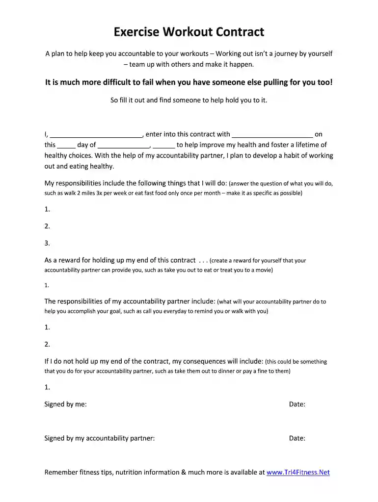workout contract Preview on Page 1