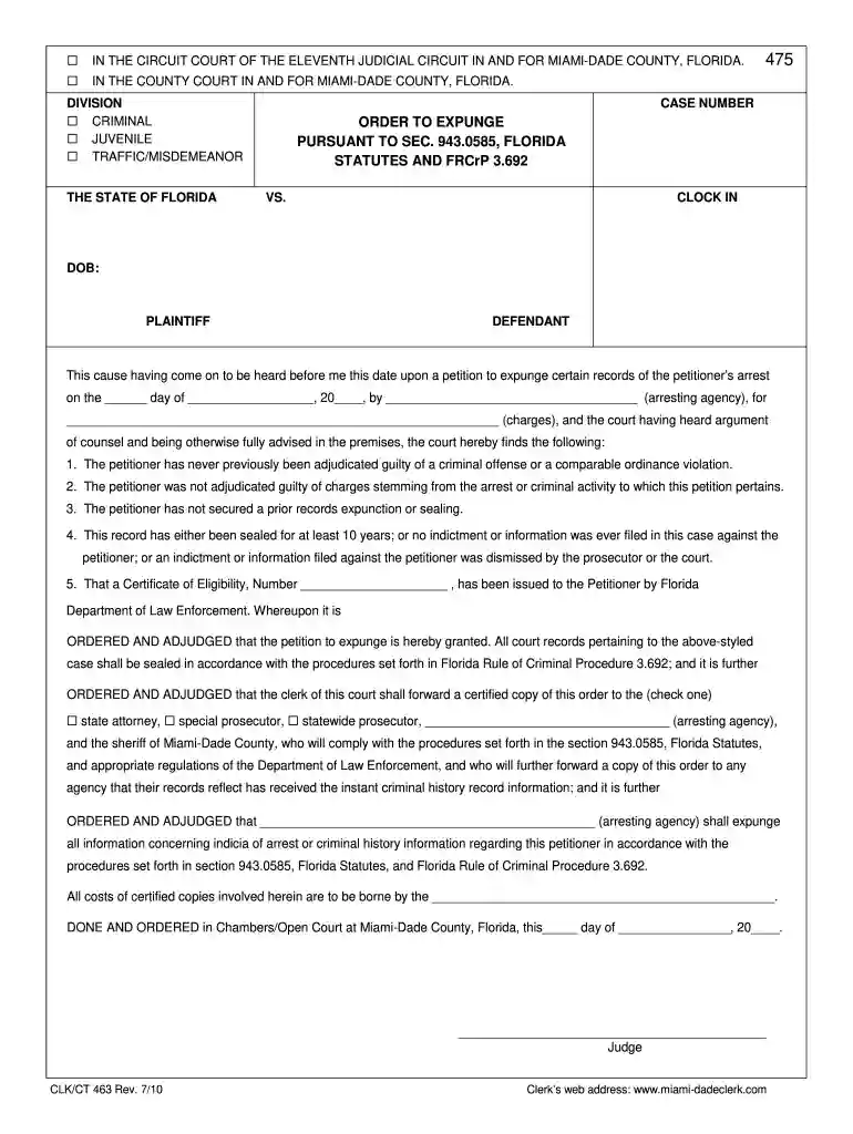 expunge record miami dade Preview on Page 1