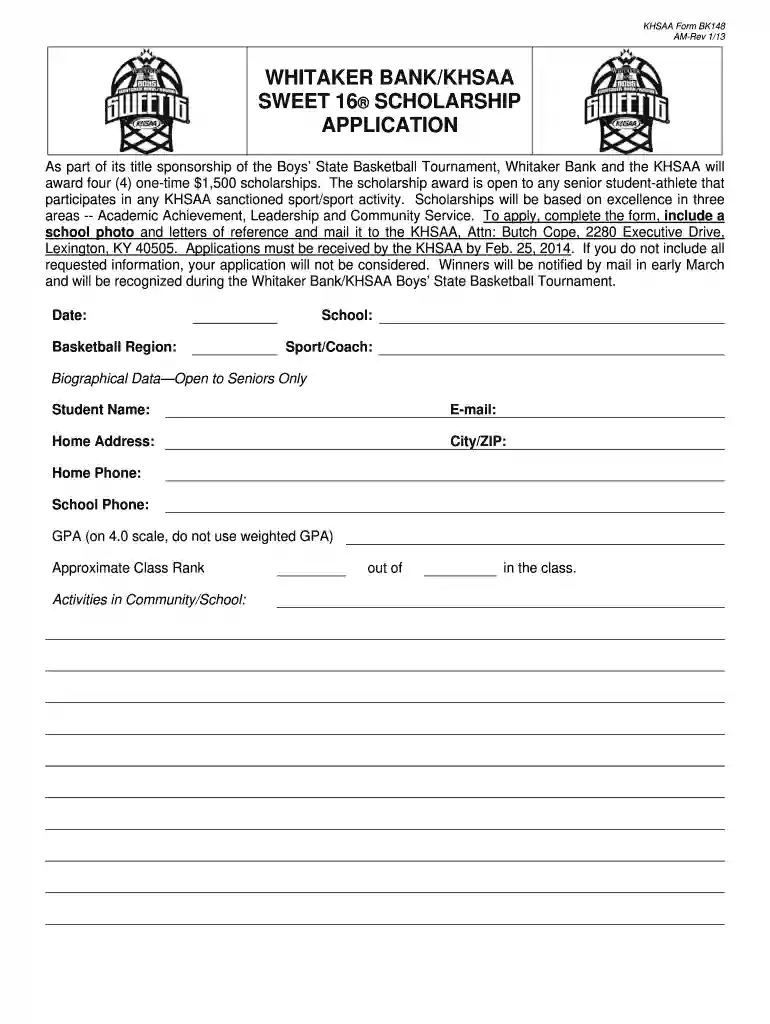 whitaker bank scholarship 2013 form Preview on Page 1