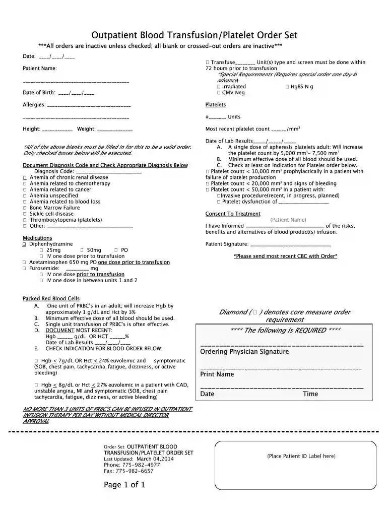 blood transfusion order example Preview on Page 1