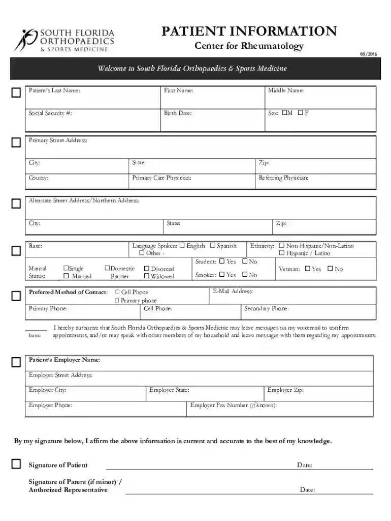 patient information form Preview on Page 1