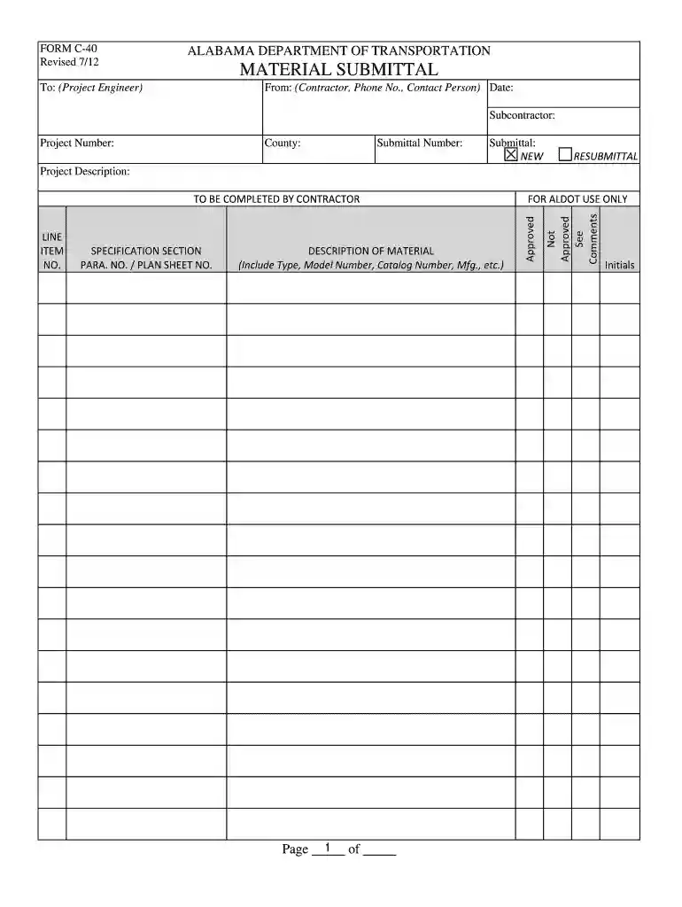 material submittal Preview on Page 1