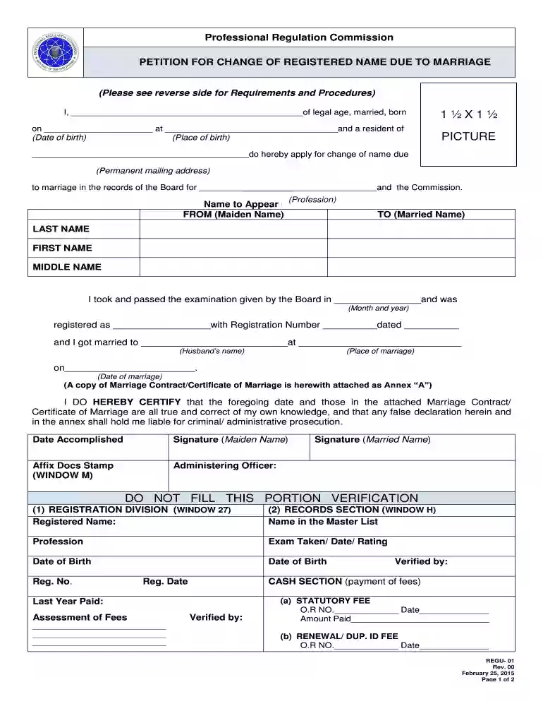 petition change registered name Preview on Page 1