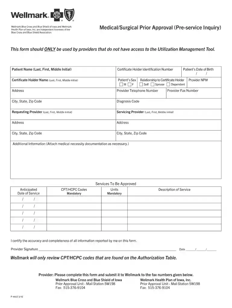 wellmark medical surgical prior approval Preview on Page 1