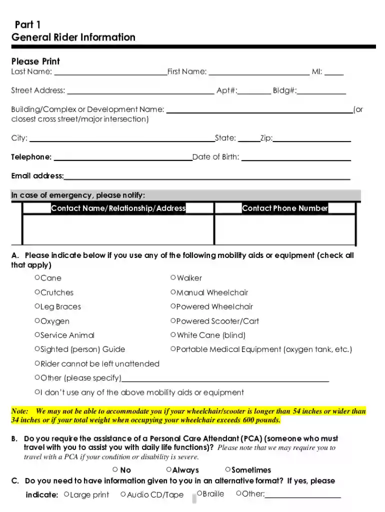 palm tran application online Preview on Page 1