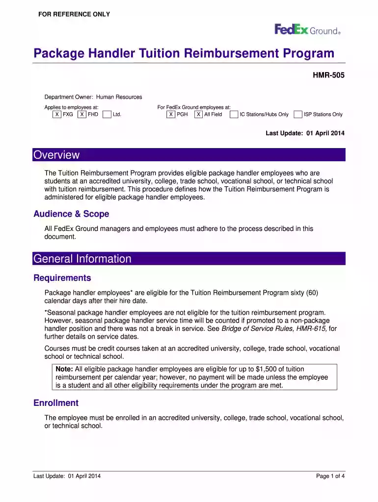 fedex tuition reimbursement Preview on Page 1