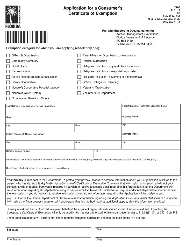 tax exempt form florida Preview on Page 1