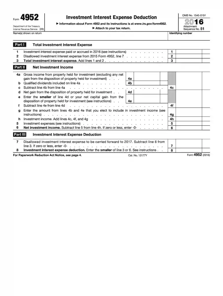 form 4952 Preview on Page 1