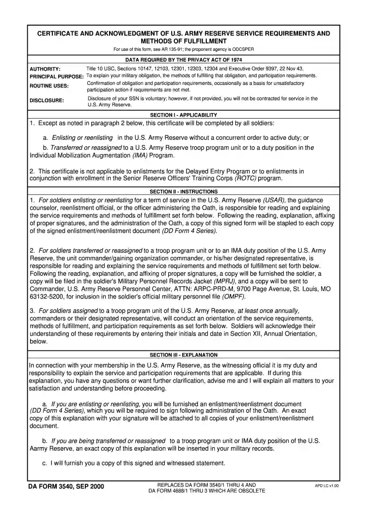 da form 3540 Preview on Page 1