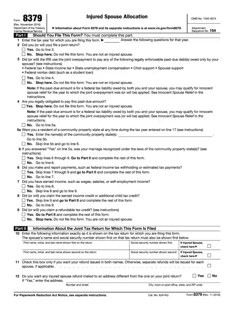 injured spouse tax form Preview on Page 1