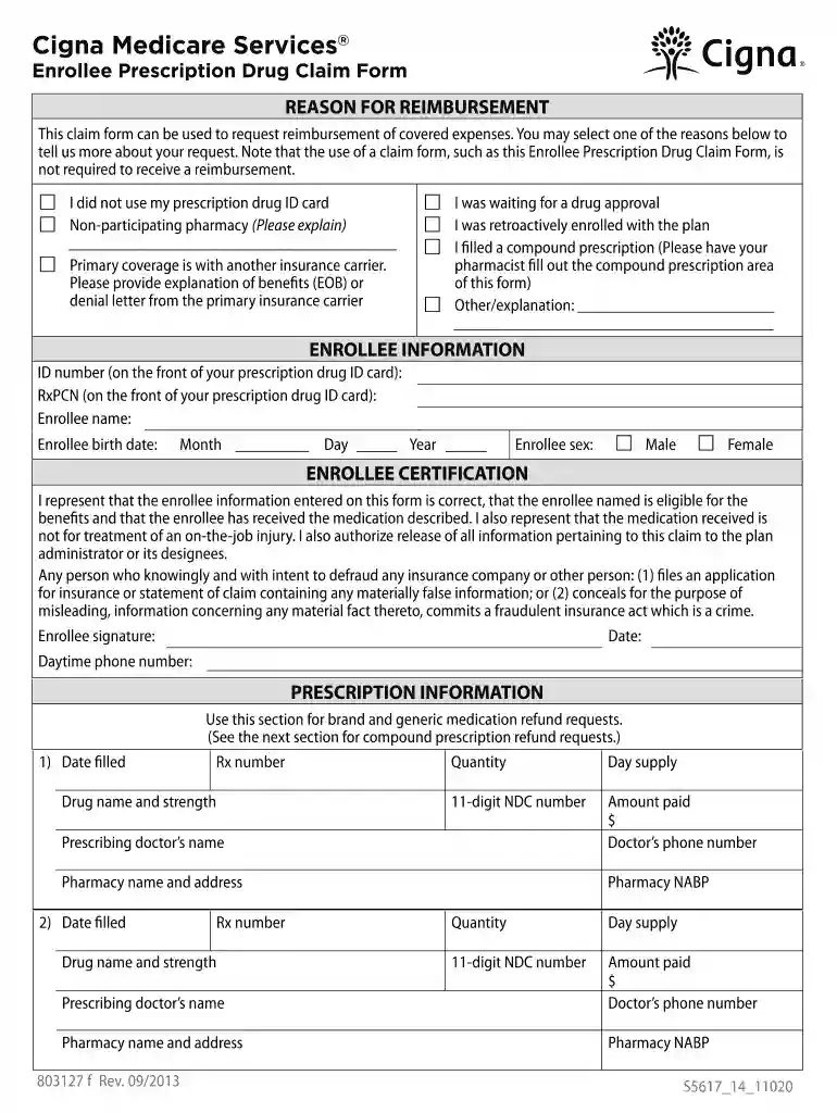 Enrollee Prescription Drug Claim Form - Cigna - Thank You Macyand#39;s Preview on Page 1