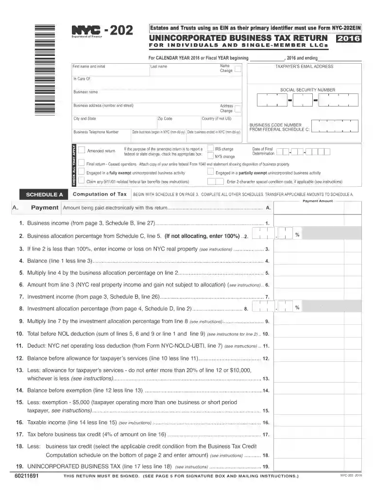 nyc 202 2016 form Preview on Page 1
