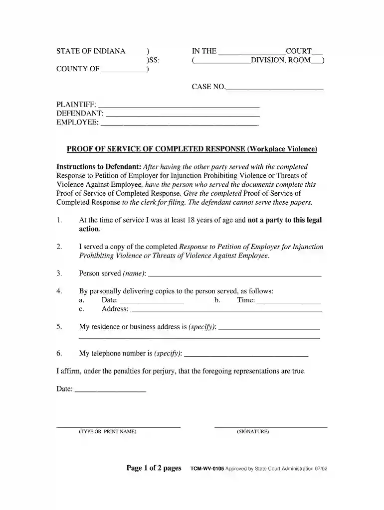 PROOF OF SERVICE OF COMPLETED RESPONSE (Workplace Violence) - in Preview on Page 1