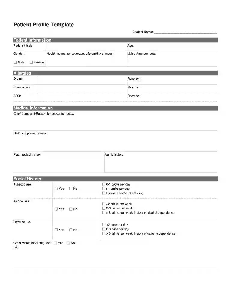 patient profile template Preview on Page 1