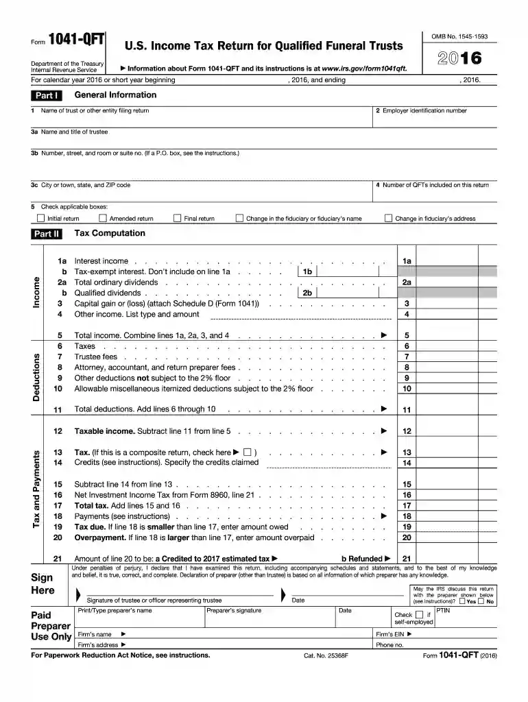form 1041 qft 2016 Preview on Page 1