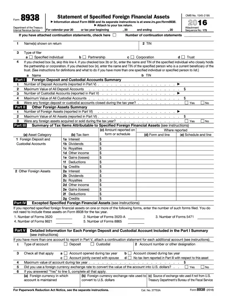2016 form 8938 Preview on Page 1