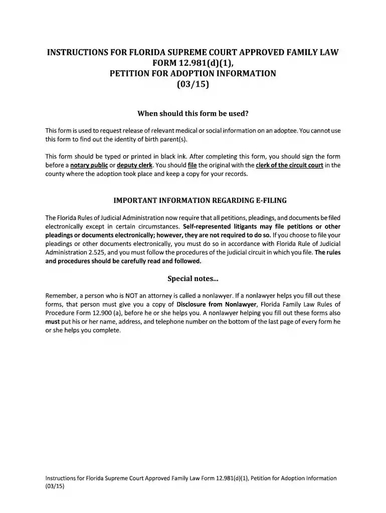florida information form Preview on Page 1