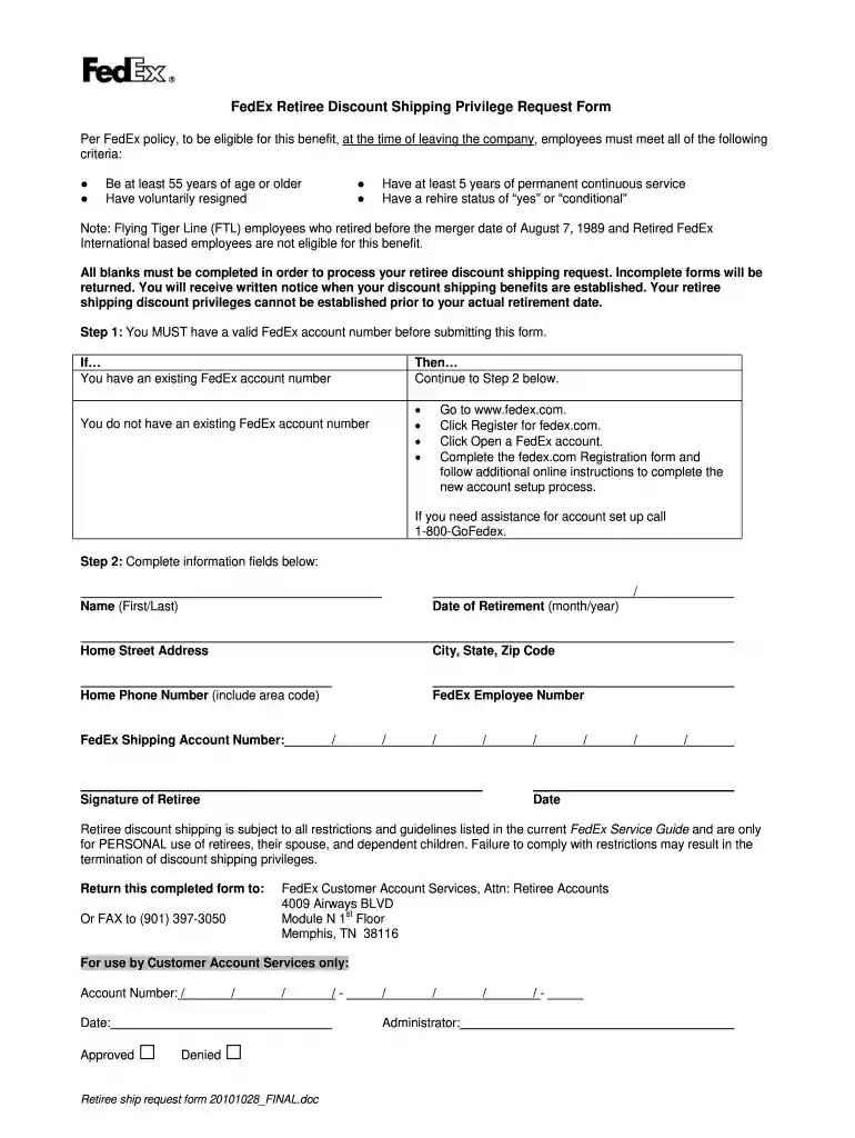 fedex retiree discounts Preview on Page 1