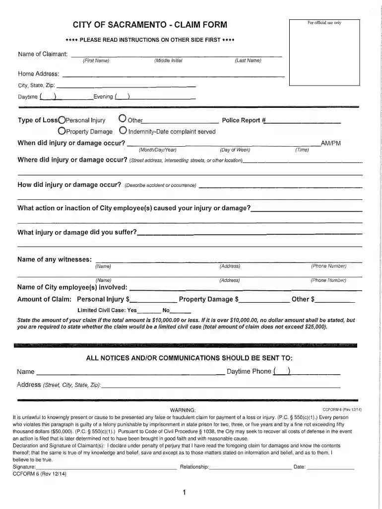 california claim injury Preview on Page 1
