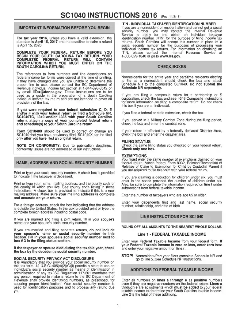 complete 2017 sc1040 online Preview on Page 1