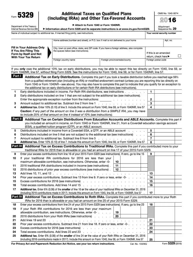 what is form 5329 Preview on Page 1