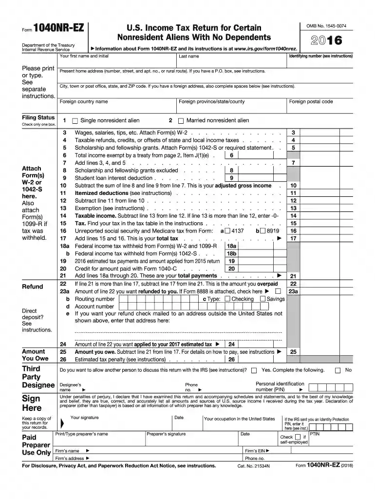 1040nr ez Preview on Page 1