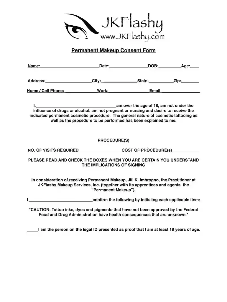permanent makeup consent form pdf free download Preview on Page 1