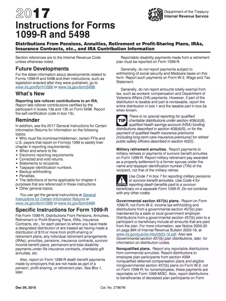 1099 r instructions 2017 Preview on Page 1