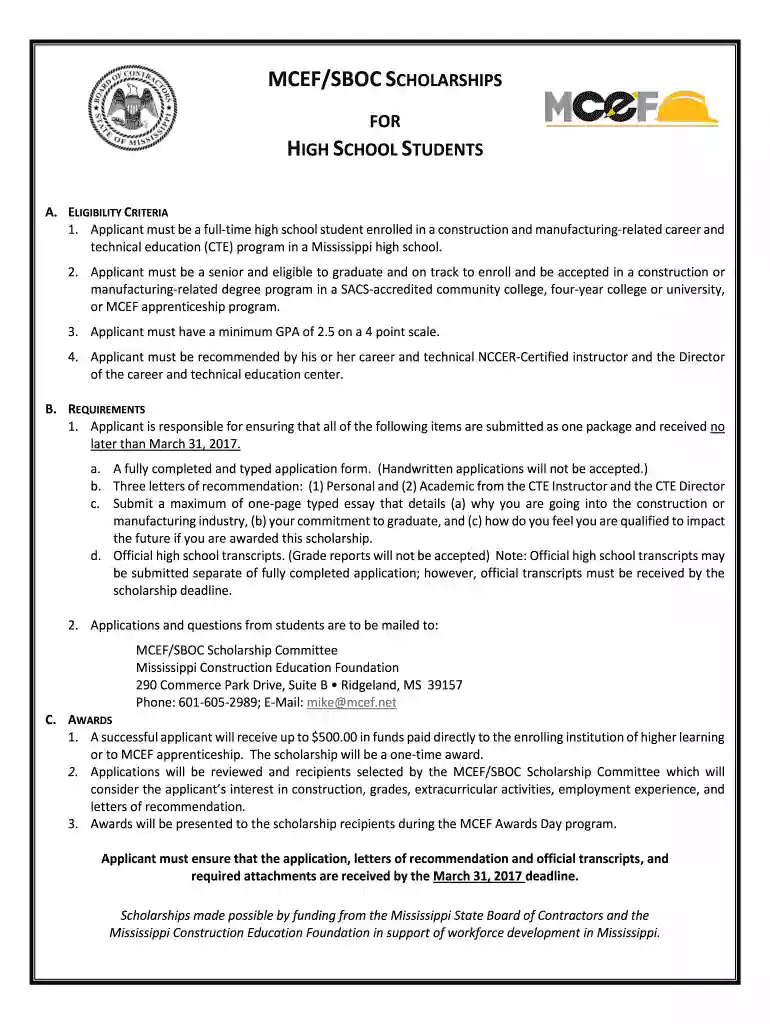 mcef scholarship Preview on Page 1