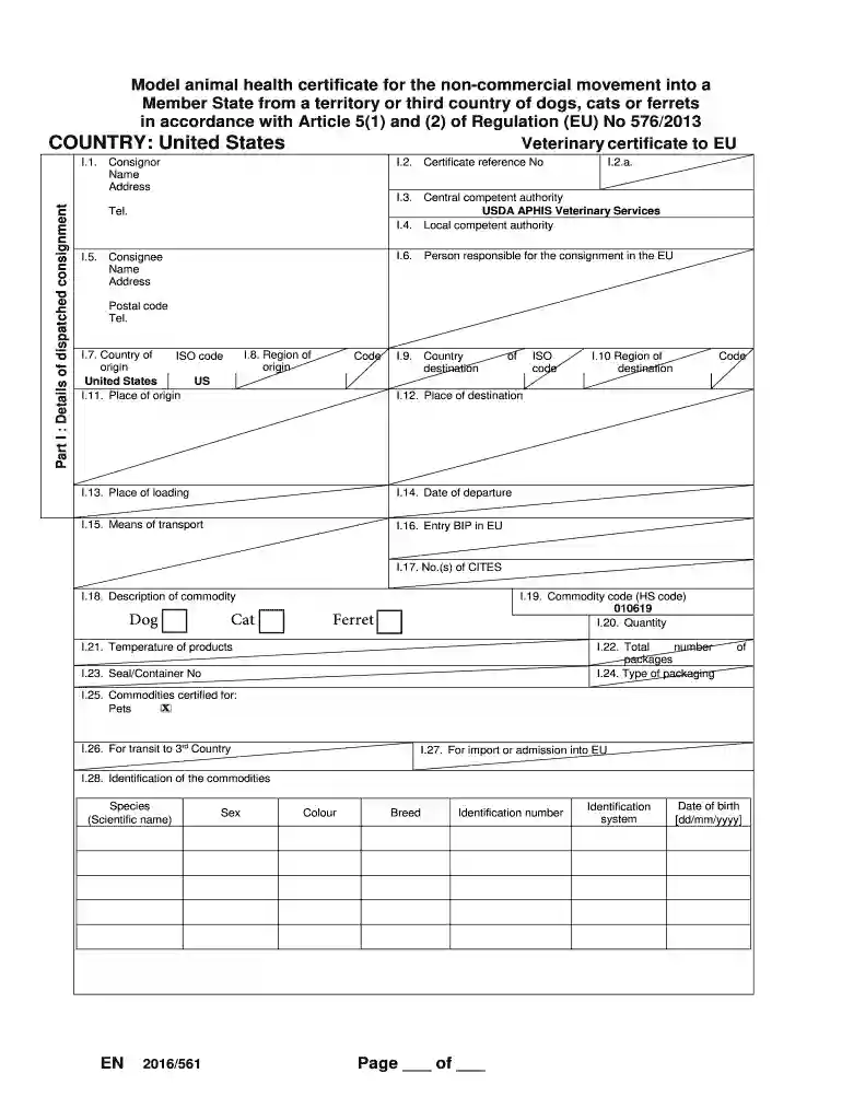 usda health certificate pdf Preview on Page 1