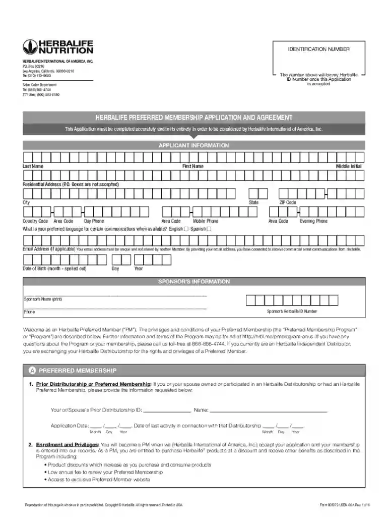 herbalife application form pdf Preview on Page 1