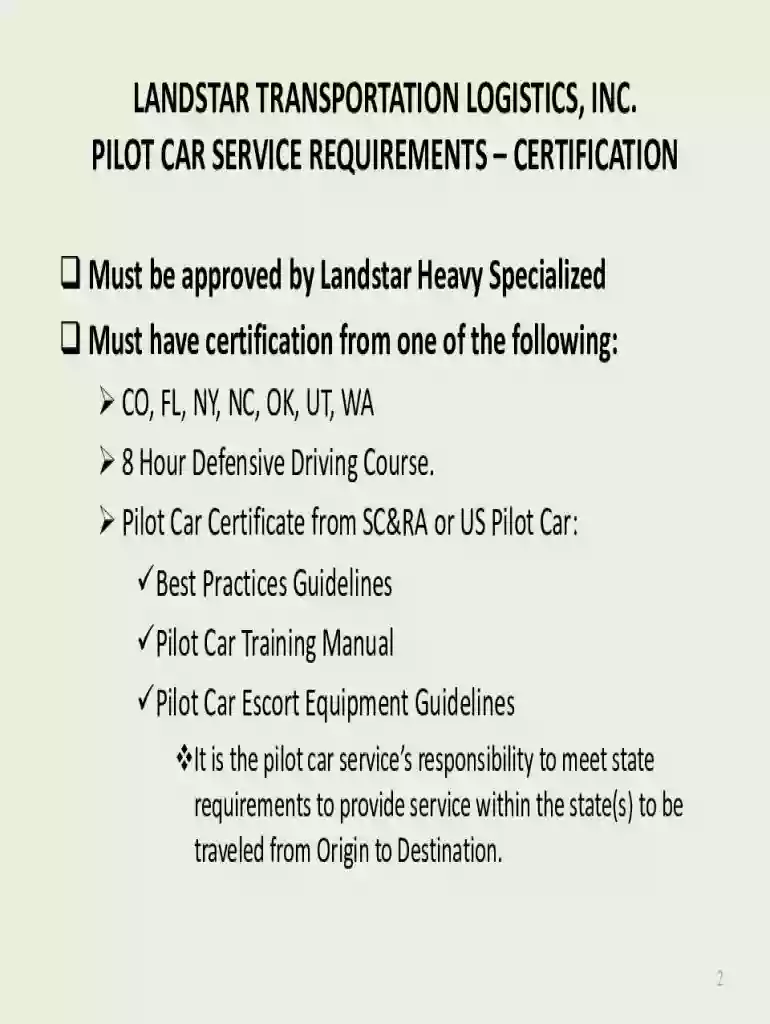 landstar pilot car Preview on Page 1