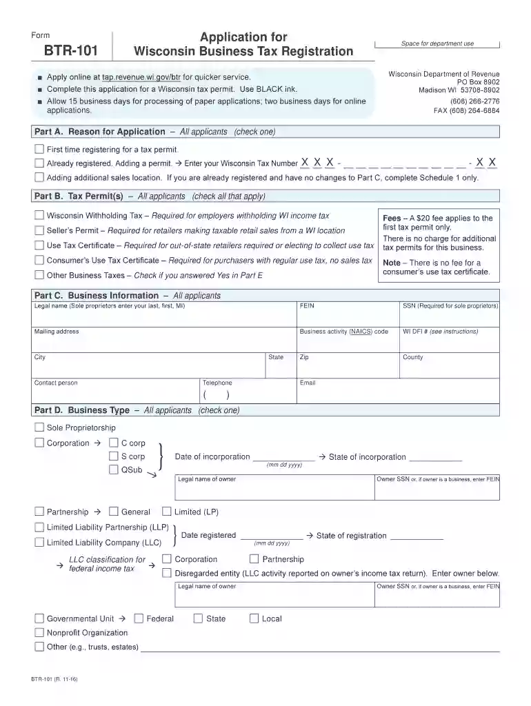 btr wi 2016 form Preview on Page 1