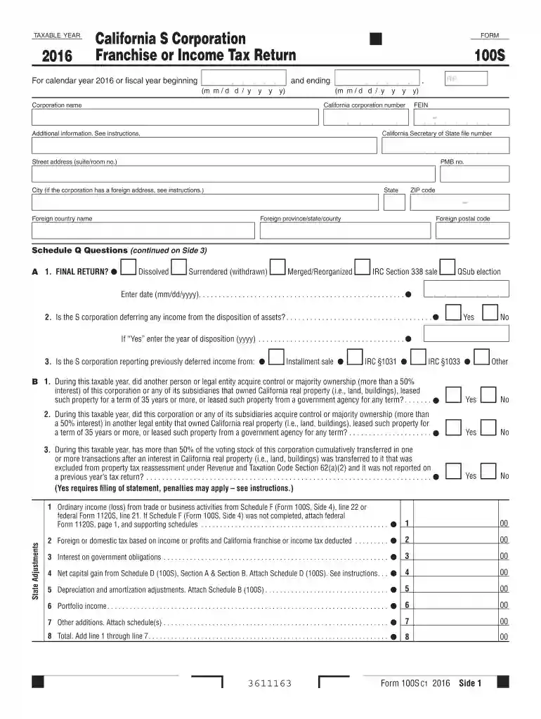 form 100s 2016 Preview on Page 1