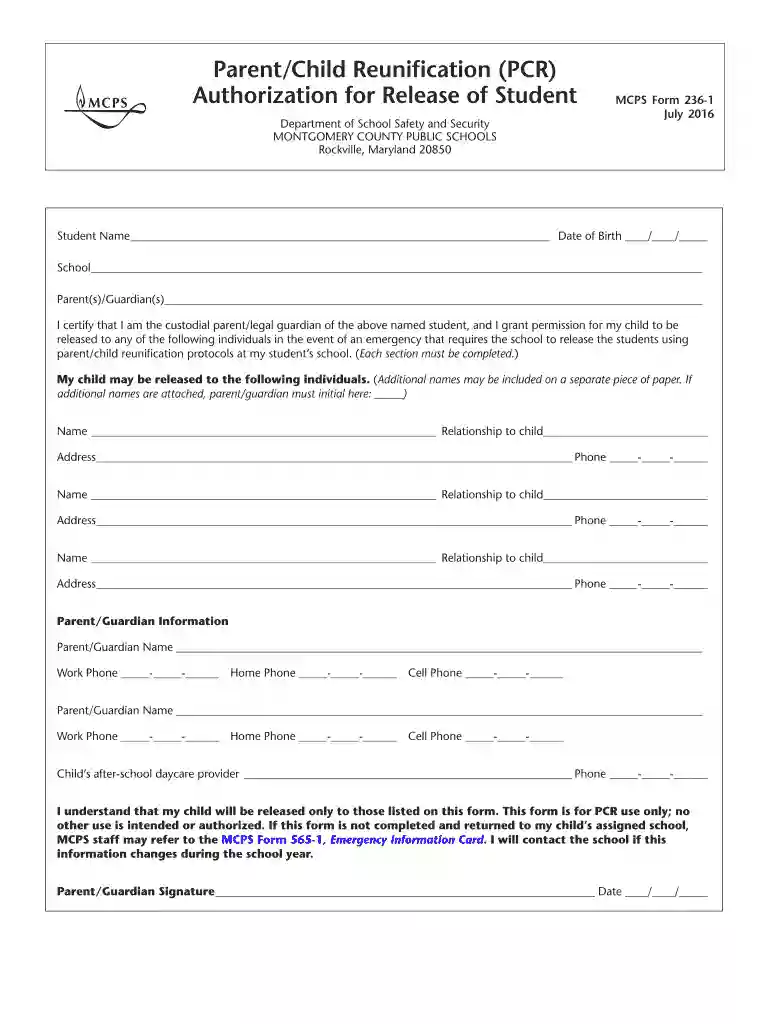 Parent Child Reunification (PCR) Preview on Page 1