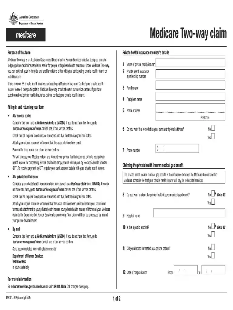 dual claim form medicare Preview on Page 1