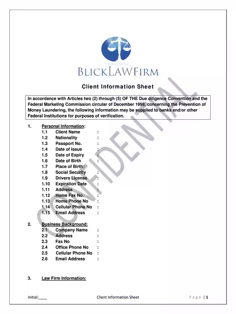 modelo de cis client information sheet Preview on Page 1