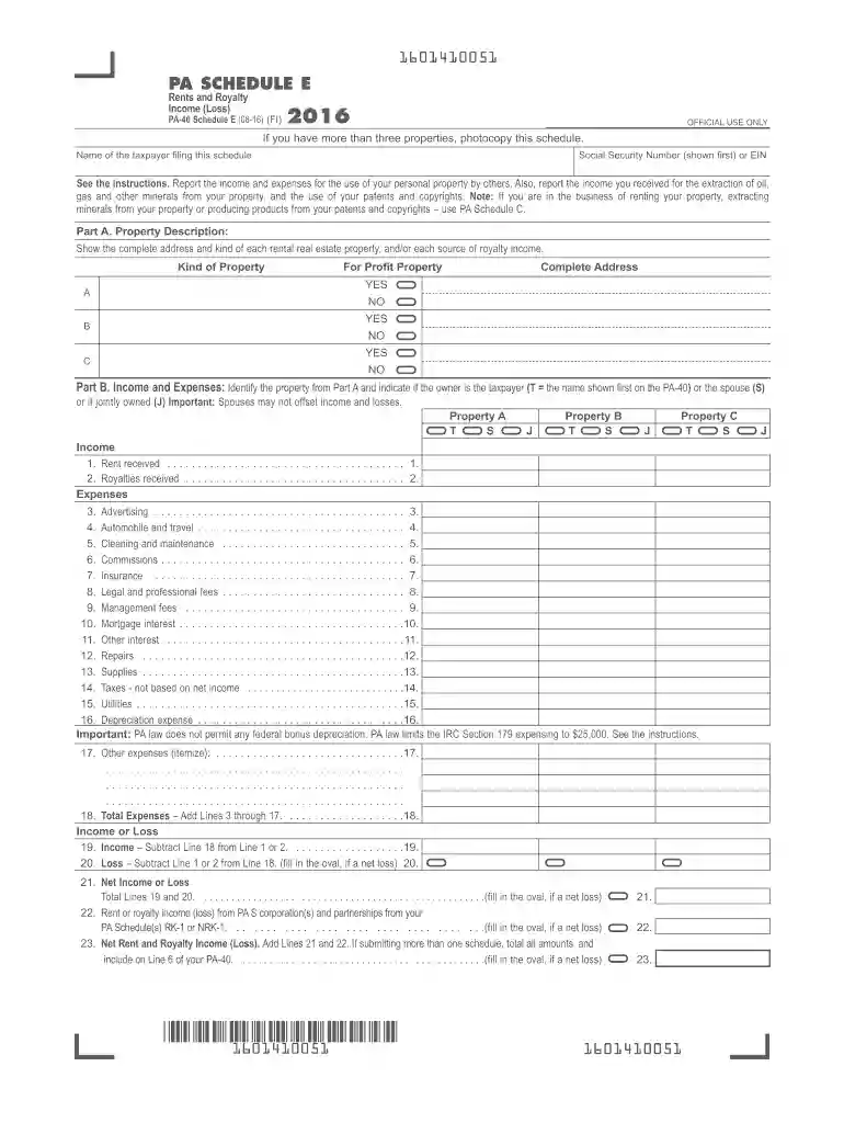 2015 Pennsylvania Income Tax Return (PA-40) - Revenue Preview on Page 1
