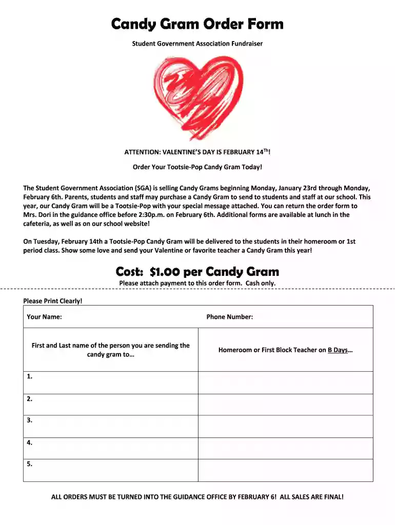 candy gram order form Preview on Page 1