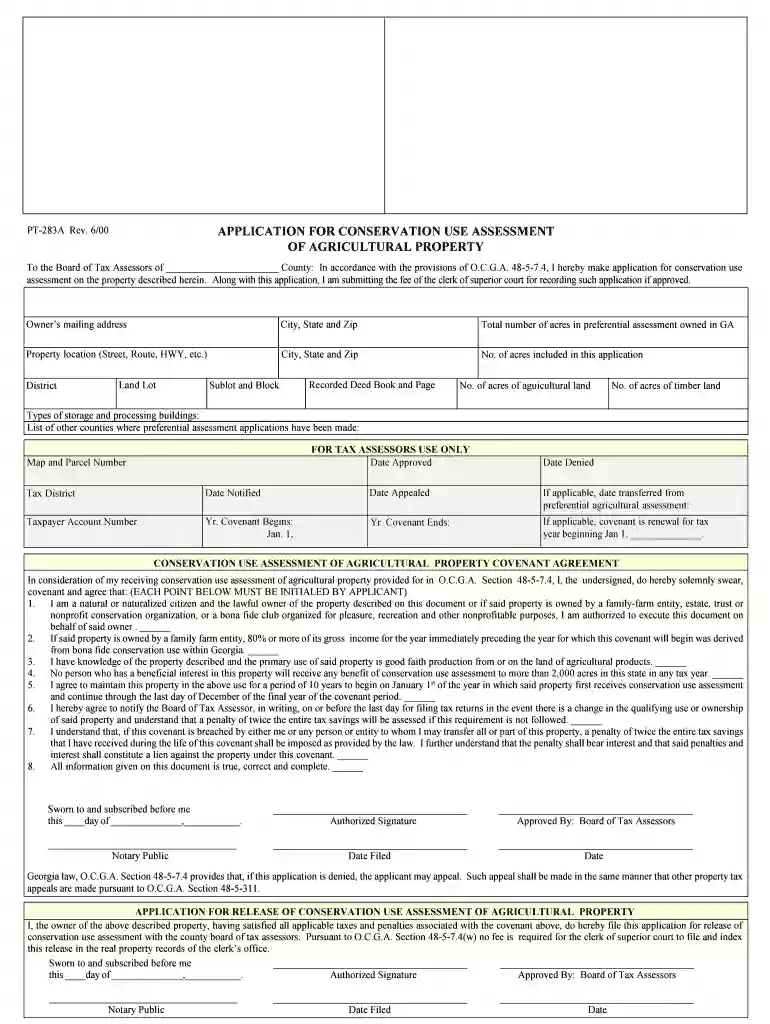 APPLICATION FOR CONSERVATION USE ASSESSMENT Preview on Page 1