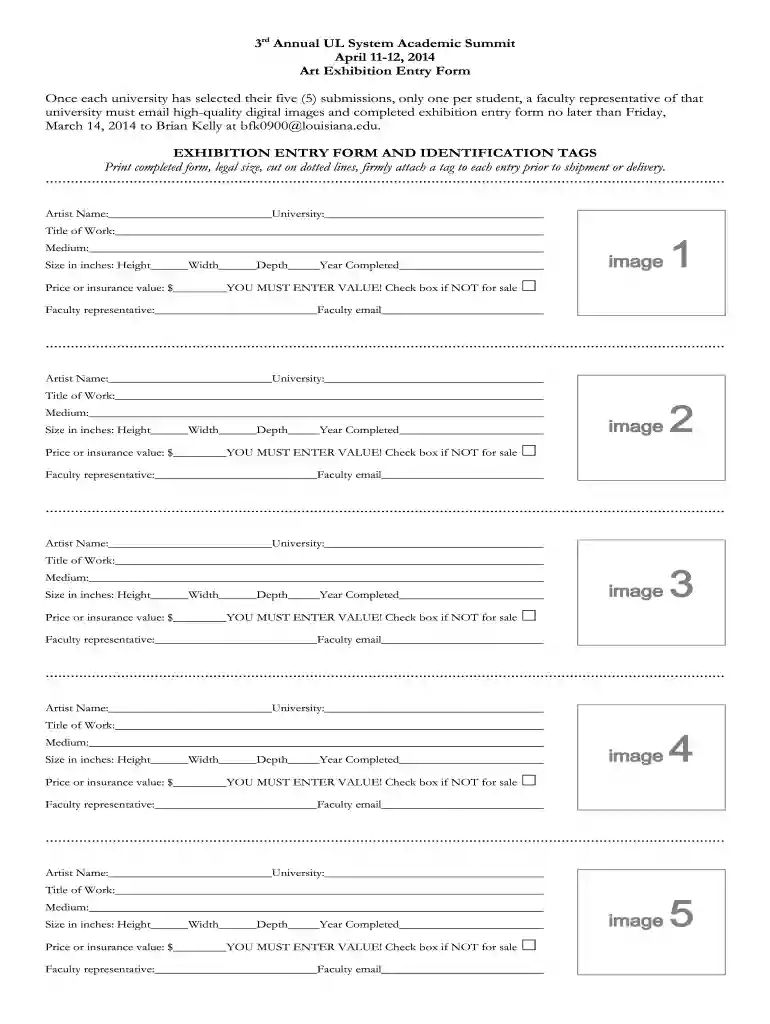 art entry form Preview on Page 1