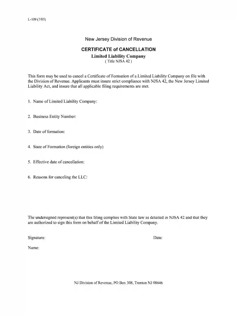 nj form l 109 Preview on Page 1