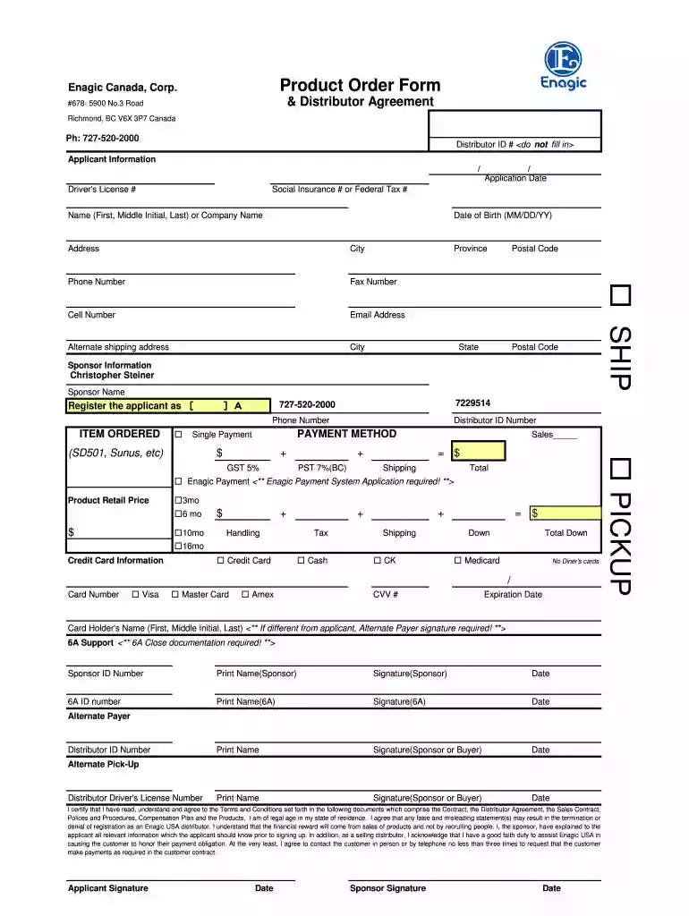 enagic forms Preview on Page 1