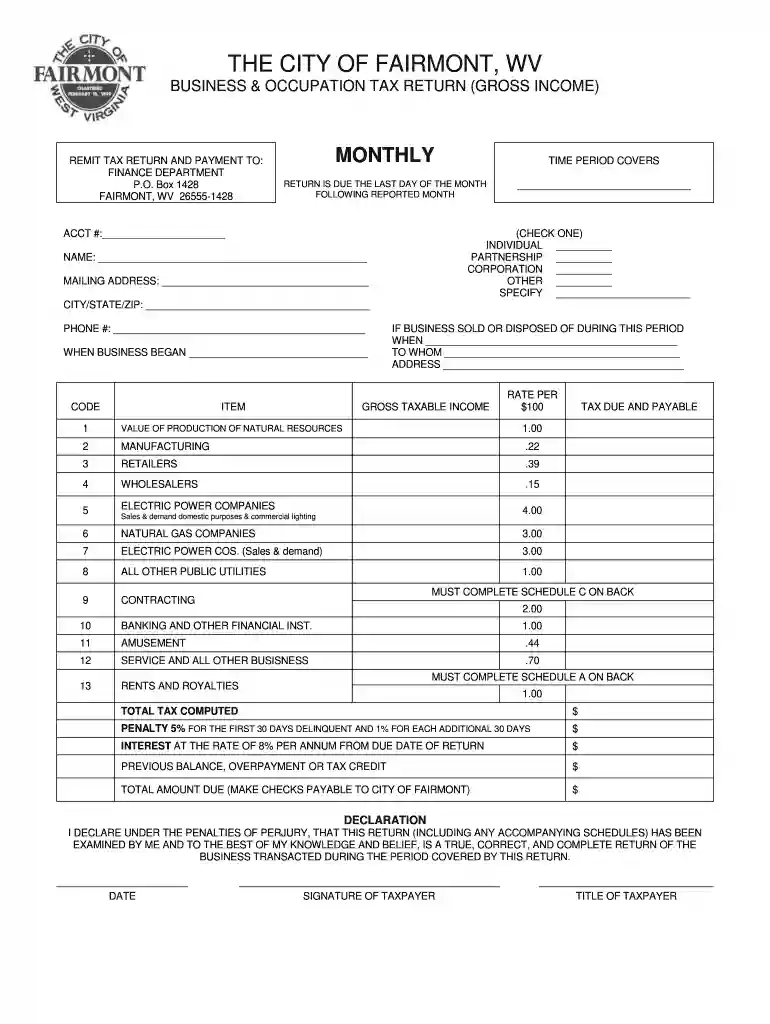 west virginia business tax return Preview on Page 1