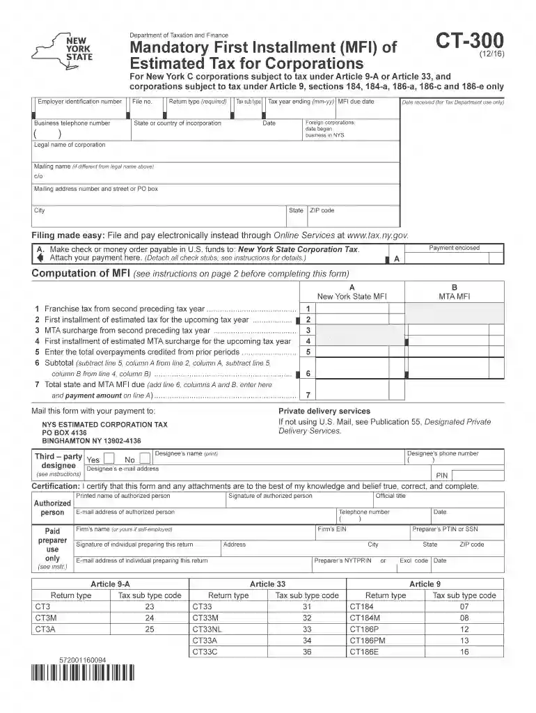 Form CT-300 - tax ny Preview on Page 1