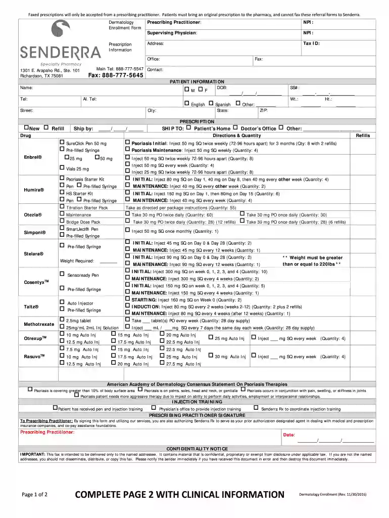 senderra forms Preview on Page 1